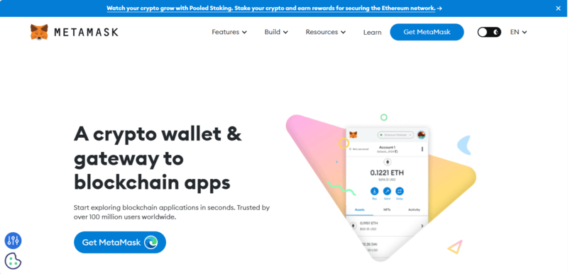 Metamask website homepage where crypto users in Nigeria can get metamask to access the cryptocurrency wallet.