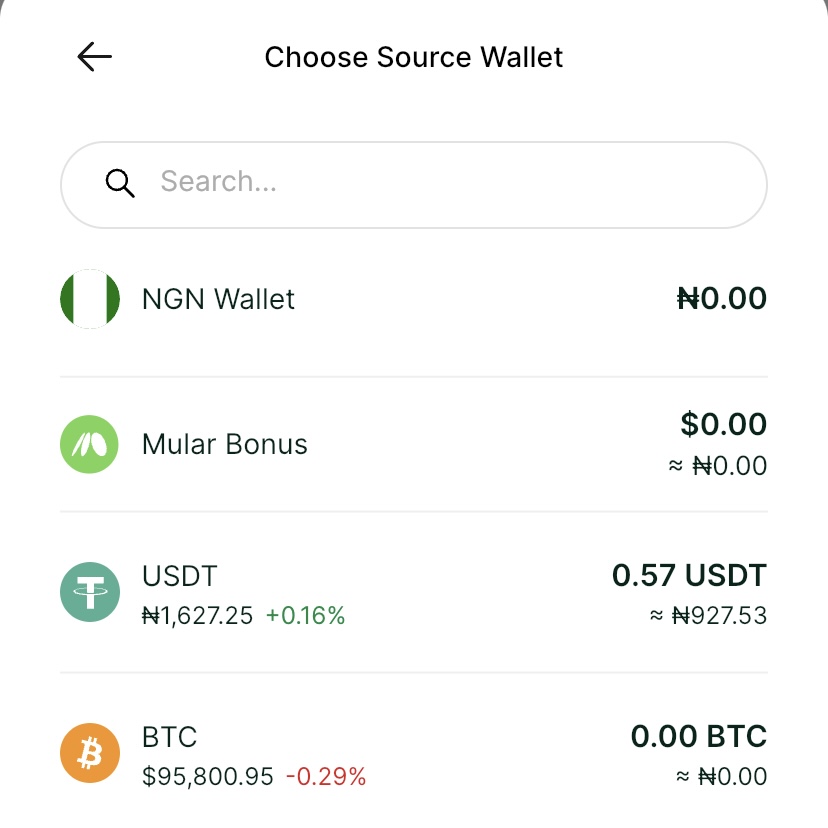 Screenshot showing different wallet options users can use to pay with crypto